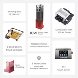 Longer RAY5 10W Laser Cutter and Laser Engraver for Tumblers, with Rotary Roller Bundle, 17.3"x 17.3" Honeycomb Working Bed, Camera Kit, and Air Pump Laser Engraver for Wood and Metal, Acrylic Longer