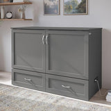 AFI Hamilton Full Murphy Bed Chest with Mattress, Storage, and Built-in Charger in Grey AFI