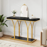 YITAHOME Gold Console Table with LED Lights, Entryway Table, Modern Narrow Sofa Side Foyer Accent Table with Faux Marble Top Luxury for Entry Way, Hallway, Living Room, Faux Marble Black YITAHOME