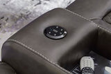 Signature Design by Ashley Fyne-Dyme Contemporary Power Reclining Loveseat with Console, USB Charging Ports and Adjustable Headrest, Gray Signature Design by Ashley