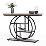 Little Tree Console Table, 4-Tier Entryway Table Behind Couch Table, 41.3-Inch Farmhouse Sofa Table for Living Room, Foyer Hallway Table for Entrance, Grey and Black LITTLE TREE