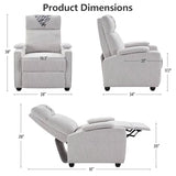 HRVEOCEI Modern Small Recliners for Adults, Gray Recliner Chair with Cup Holder, Push Back Recliners for Small Spaces Living Room Bedroom, 90°-160° Adjustable, Extended Footrest (Light Gray)