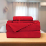 Elegant Comfort Luxury 4-Piece Bed Sheet Set - Luxury Bedding 1500 Premium Hotel Quality Microfiber, Wrinkle Resistant Cool & Breathable, Easy Elastic Fitted, Full, Red Elegant Comfort