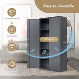 Athena Collection 72" Metal Storage Cabinet, 6 Tier Storage Cabinet with Hanging Rod and Removable Shelves, Lockable Tall Cabinet Tool Storage Unit Cabinet for Office Bedroom Garage, Gray Athena Collection