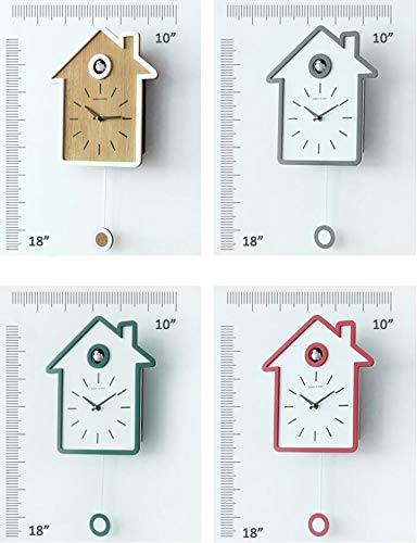 SHISEDECO Modern Cucu Wall Clock with Pendulum and Striking Small Cute Bird, Natural Cuckoo Call, Simple Fashion Wood Creative Unique Home Decoration for Living Room, Kitchen, Office (White) SHISEDECO