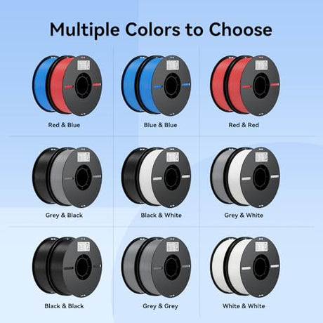 Creality 3D Printer Filament 1.75mm 4KG, PLA Filament Bulk +/- 0.02mm, 4 Pack 1kg Spool(2.2lbs) 3D Printing Filament Fits for Most FDM 3D Printers, Black White Blue Red Creality