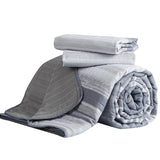 KAKIJUMN Twin Quilt Bedding Set, White and Grey Patchwork Striped Quilt Set, 2 Pieces Soft Lightweight Bedspread Coverlet Set with 1 Pillow Sham(Light Grey,Twin) KAKIJUMN