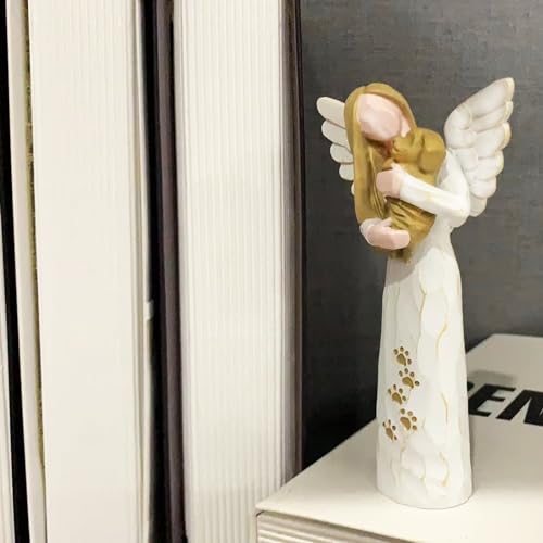 Waifugal Dog Memorial Gifts for Loss of Dog, Pet Memorial Gifts, Resin Angel Statues,Sculpting Angels，Pet Sympathy Gifts(White)