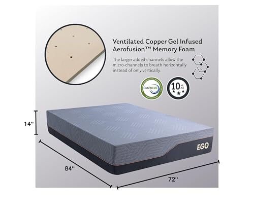 Copper Gel Memory Foam Mattress, 14 Inch Cal King Size Memory Foam Mattress, CertiPUR-US Certified, Bed in a Box, Black MLILY