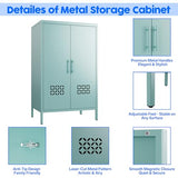 GangMei Metal Storage Cabinet with Adjustable Shelves,Metal Buffet Sideboard with 2 Doors for Kitchen,Home,Office, 42" H x 26" W x 14" D,Assembly Required,Blue GangMei
