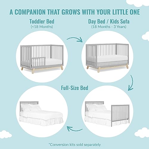 Dream On Me Hygge 5-in-1 Convertible Crib in Pebble Grey Oak, JPMA & Greenguard Gold Certified, Made of Sustainable Pinewood, Easy to Clean, Safe Wooden Nursery Furniture - WoodArtSupply