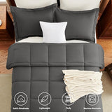 CozyLux Queen Comforter Set - Dark Grey Comforter Queen Size, 3 Pieces Box Stitched Bed Set for All Seasons, Soft Lightweight Bedding Sets with 1 Down Alternative Comforter and 2 Pillow Shams CozyLux