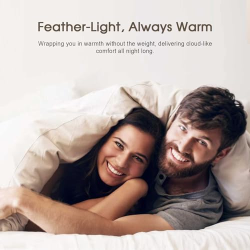 Cobnom® Feather and Down Fibres Comforter Twin Size - 100% Organic Cotton, Quill-Free & Ethical, Luxury All Season Duvet Insert (White, 68x90 Inches) Cobnom