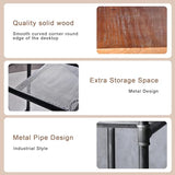 LOKKHAN Industrial Vintage Bar Height Table with Extra Shelf - Rustic Brown & Grey Metal Console for Kitchen, Dining & Pub LOKKHAN