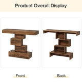 Tribesigns 42.5" Farmhouse Console Table, Narrow Wood Sofa Table Behind Couch with Geometric Base, Industrial Entryway Accent Table for Living Room, Hallway, Entrance (Rustic Brown) Tribesigns