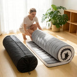 Tiita Japanese Floor Mattress Futon Mattress 4” Thick Folding Roll Up Sleeping Pad with Bag & Strap, Bed Topper Mat for Guest, Lounger and Travel, Grey,Full Size Tiita