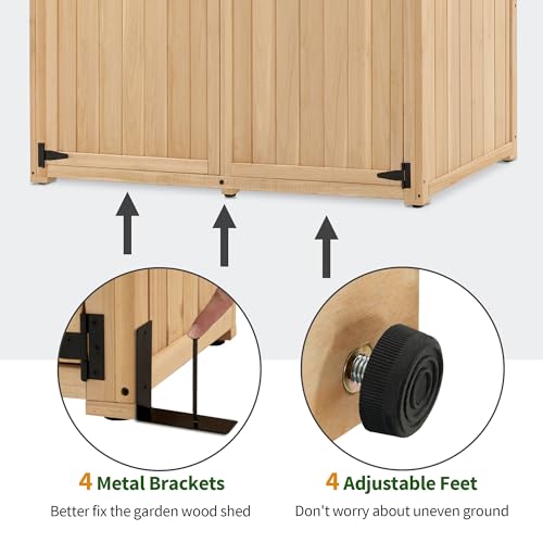 MCombo Large Outdoor Storage Shed with 2 Shelves, Oversize Garden Tool Shed with Lock, Outdoor Storage Cabinet with Floor for Patio and Yard (46.9" x 22.4" x 66") 1911 (Beige) mcombo