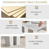 HomVent Extendable Dining Table Set for 6 with Chairs, Modern Kitchen & Dining Room Tables Sets for 4-10, 6 Person Dinner Tables Sets, Space Saving 63"-78.7" Expandable Wooden Dinette Sets HomVent