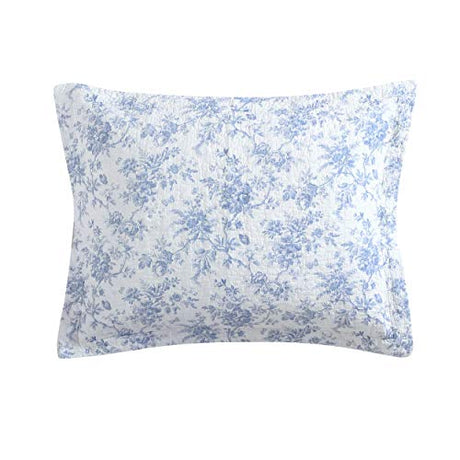 Laura Ashley - King Quilt Set, Soft & Reversible Cotton Floral Bedding with a Medium Weight Feel, 3 Piece Bed Set with Matching Pillowcases (Walled Garden Blue) Laura Ashley