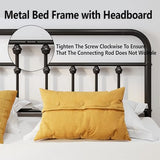 Vengarus Metal Bed Frame,Full Size Bed Frame with Headboard,Structurally Stable, Heavy Duty Steel Slat Supported,Under Bed Storage,No Box Spring Needed,14 Inch,Black Vengarus
