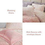 Intelligent Design Brielle, Long Shaggy Faux Fur Comforter Set, Plush Reverse, Trendy Ombre Design, Modern, Cozy All Season Bedding, Matching Sham, Full/Queen(90"x90") Blush 3 Piece Intelligent Design