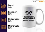 Axe Throw Coffee Mug 15oz White -Woods worst - Sport Game Tomahawk Target Throwing wooden Competition Hunting Luxe Gifting