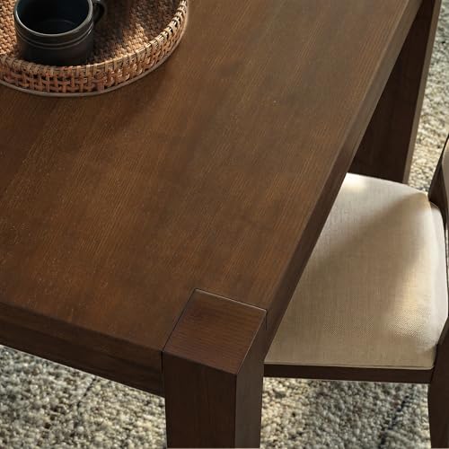 Farati 9-Piece Expandable Dining Table Set, 60"-80" Modern Wood Table with 8 Upholstered Chairs, Large Rectangular Extension Set for Dining Room, Conference & Entertaining, Walnut Farati