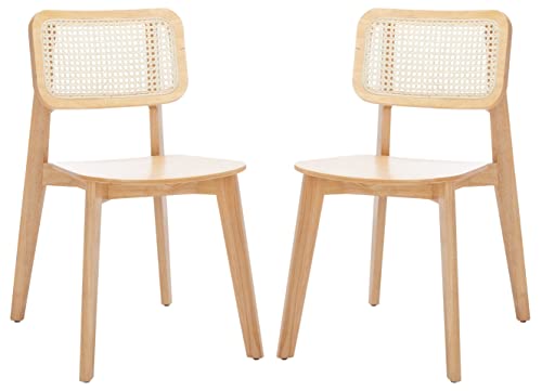SAFAVIEH Home Collection Luz Coastal Natural Cane Rattan Set of 2 Dining Chair Safavieh