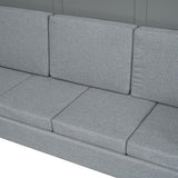 MERITLINE Queen Murphy Bed with 4 Seat Couch and Storage Shelves,Wood Folding Grey Murphy Wall Bed Cabinet with Storage and Sofa MERITLINE