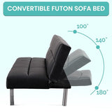 Naomi Home Zoe Futon Sofa Bed, Black Faux Leather, 3-Position Convertible, Space-Saving, 68.9" W Naomi Home