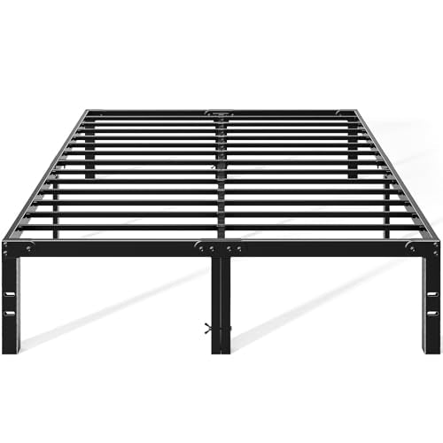OLIXIS Metal King Bed Frame - 14in High with Storage Space, No Box Spring Needed with Sturdy Steel Slat Support, 2200LBS Heavy Duty for Easy Assembly, Black for Bedroom OLIXIS