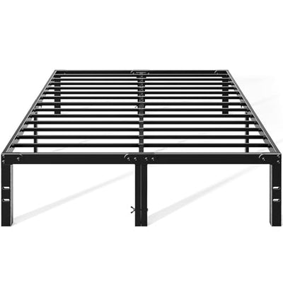OLIXIS Metal Full Bed Frame - 14in High with Storage Space, No Box Spring Needed with Sturdy Steel Slat Support, 2200LBS Heavy Duty for Easy Assembly, Black for Bedroom