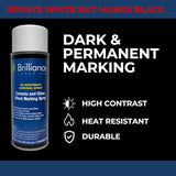 Brilliance Laser Inks Ceramic and Glass Black Marking Spray - 12oz Aerosol Marks on Ceramics and Glass. Aerosol for Fiber, YAG, Diode, and CO2 Laser Engraver Machine, BLI420 BRILLIANCE LASER INKS
