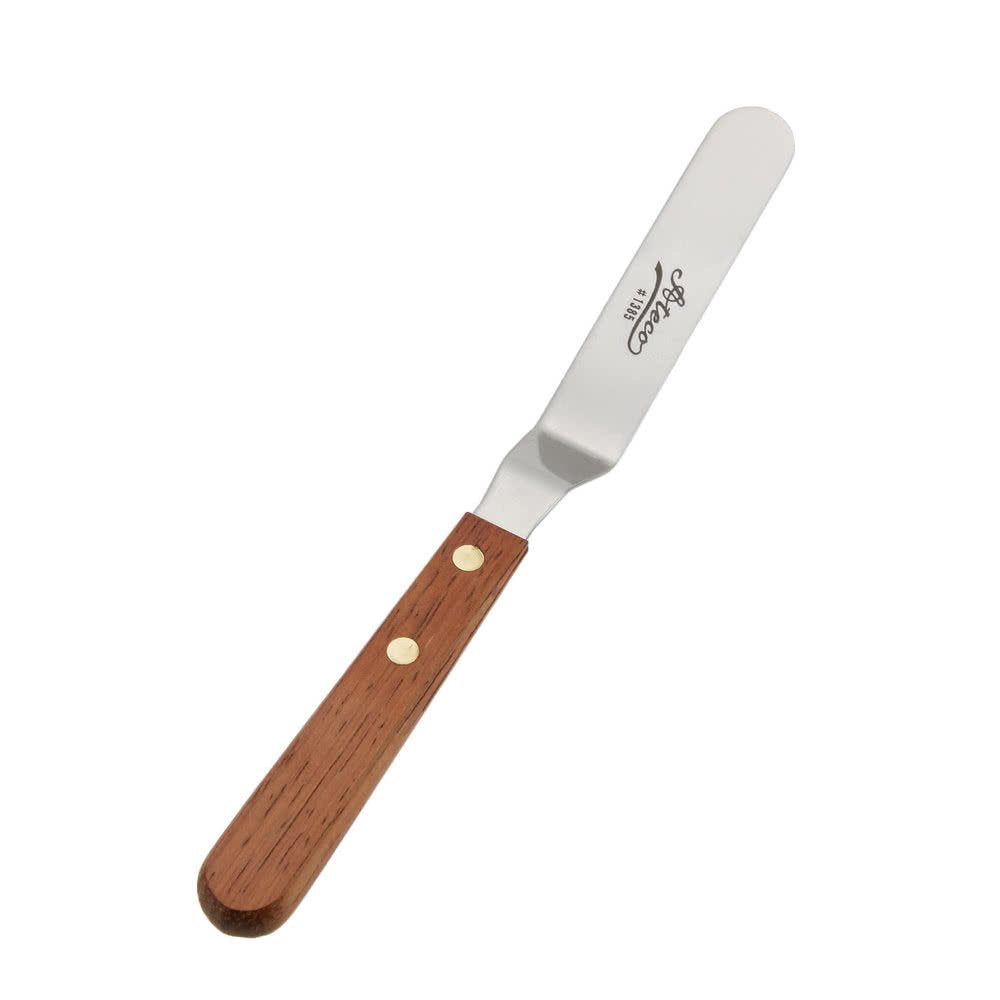 Ateco 1385 Offset Spatula with 4.5-Inch Stainless Steel Blade, Wood Handle, 4.5 Inch, natural