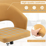 Giantex Home Office Desk Chair, Comfy Upholstered Chair with Hollow Design & Height Adjustable, Modern Rolling Swivel Armless Chair, Leisure Task Cute Chair for Living Room Study Vanity, Yellow Giantex