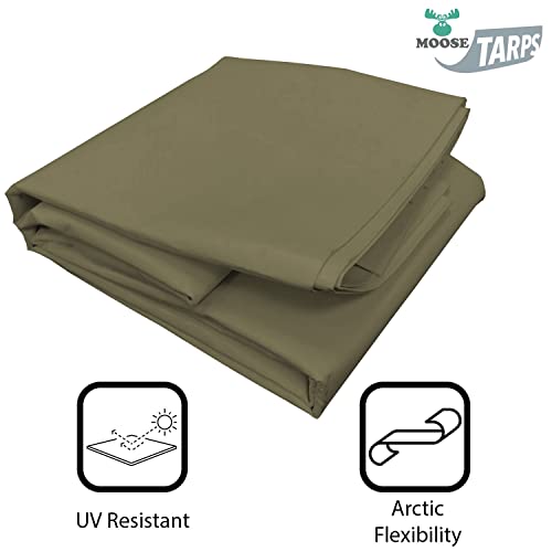 Moose Supply Heavy Duty Tarp, 100% Waterproof 12mil Thick PVC Vinyl Tent Tarp for Camping, Multi-Purpose Thick Protective Cover, Weather Proof, Heavy Duty, UV Resistant, 20 Feet x 40 Feet, Green Moose Supply