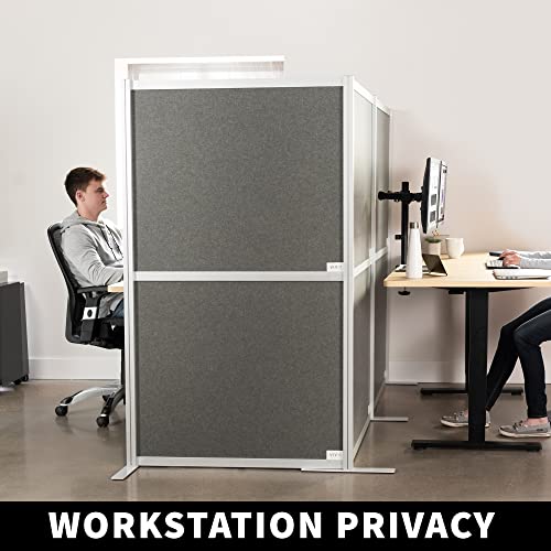 VIVO L-Shape Modular Corner Wall System, 3 Panels, Modern Professional Office Cubicle Dividers, Freestanding Privacy Screen, 66 inches High, Dark Gray, PP-MWS63D-L VIVO