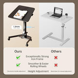 JYLH JOYSEEKER Foldable Mobile Standing Desk, Pneumatic Height Adjustable Rolling Sit Stand Desk, 90° Tiltable Portable Laptop Cart on Wheels, Mobile Desk Workstation for Home Office, Easy to Fold JYLH JOYSEEKER
