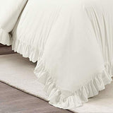 Lush Decor Reyna Ruffle Cotton Duvet Cover Set 3 Piece Set Full/ Queen, White - Queen Size Bedding Set - White Duvet Queen- Ruffled Bedding - Coquette Decor Lush Decor