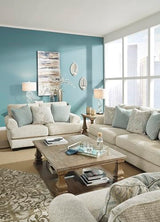 Signature Design by Ashley Monaghan Vintage Loveseat with Accent Pillows, Reversible Cushions and Rolled Arms, Beige Signature Design by Ashley