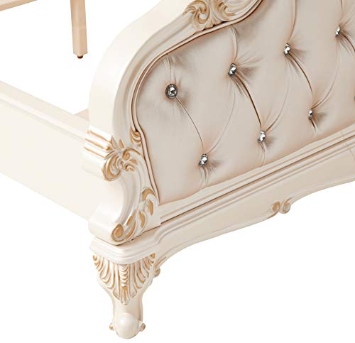 Acme Chantelle Queen Bed in Rose Gold PU & Pearl White ACME Furniture