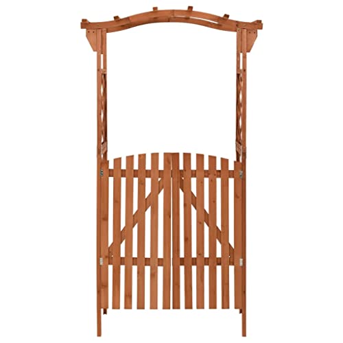 vidaXL Solid Firwood Pergola with Gate Home Lawn Backyard Outdoor Garden Patio Terrace Balcony Wooden Entryway Flower Planter Arbor Arch vidaXL