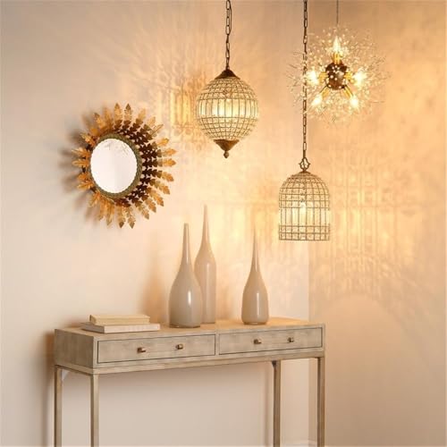Eden Home 2-Drawer Faux Leather Console Table, Cream and Champagne Finish, 31" H x 48" W x 17" D, Clear Acrylic Handles, Iron Base, Transitional Style for Living Room or Entryway Storage Eden Home