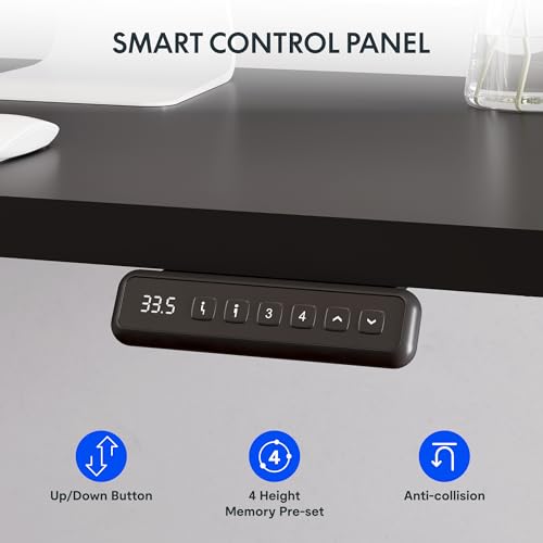 FLEXISPOT L Shaped Standing Desk, 63 x 55 Inch Electric Height Adjustable Corner Desk, Sit Stand Computer Workstation, Preset Controller, Home Office, Black Frame with Black Top FLEXISPOT