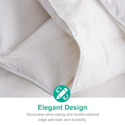 APSMILE Lightweight Down Feather Fibers Comforter Oversized King Size - Cooling Bed Comforter, Hotel Collection High Fill-Power Thin Duvet Insert for Warm Weather/Hot Sleepers, 120x98, White APSMILE