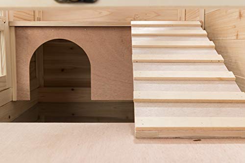 TRIXIE Natura X-Small Indoor Rabbit Hutch, Pet House for Rabbits and Guinea Pigs, Bunny Cage on Wheels, Pull Out Tray - WoodArtSupply