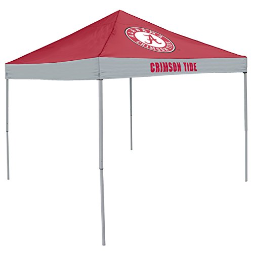 Logo Brands NCAA Alabama Crimson Tide Economy Canopy Tailgate Tent (9' x 9') – Powder-Coated Steel Frame, Water-Resistant Polyester, Team Color Design Logo Brands