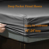 SONORO KATE Bed Sheet Set Super Soft Microfiber 1800 Thread Count Luxury Egyptian Sheets Fit 18-24 Inch Deep Pocket Mattress Wrinkle-6 Piece (Dark Grey, Queen) SONORO KATE