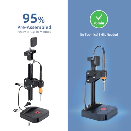 Vertical Heat Set Insert Tool Pressing Machine with 90W Soldering Iron, Heat Set Tips M2-M8, 30PCS Brass Nuts Threaded Inserts for 3D Printed Part Mintion