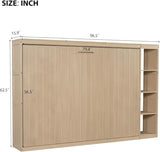 Virubi Full Horizontal Murphy Bed with Storage Shelves,Wood Fold Up Modern Murphy Wall Bed Cabinet with Storage Bookcase for Adults (Natural,Full) Virubi